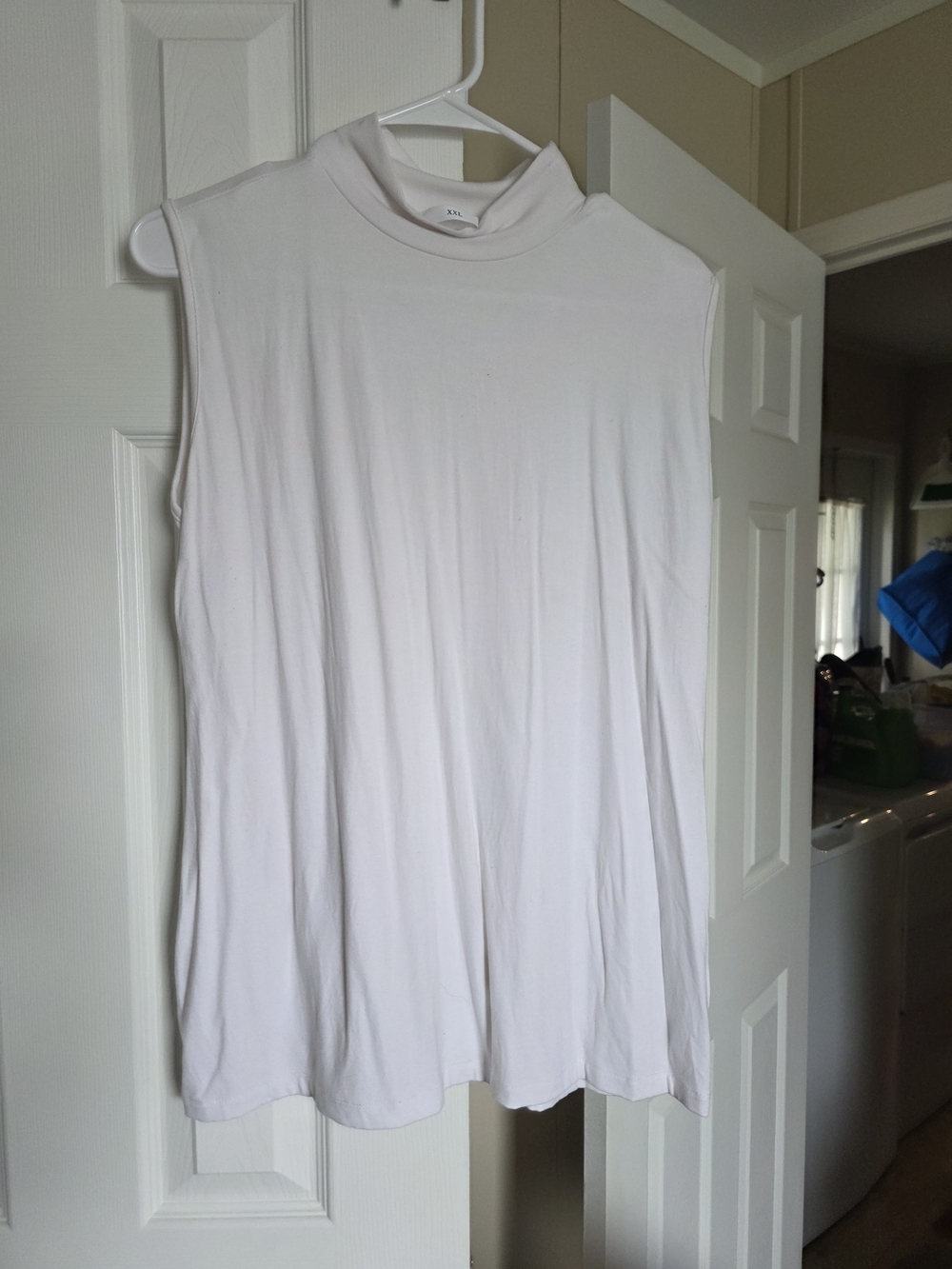 Sleeveless White Mock Neck Women’s Top